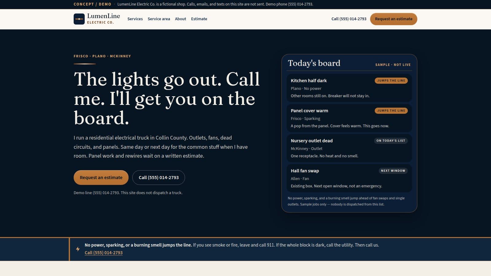LumenLine Electric Co. live website preview