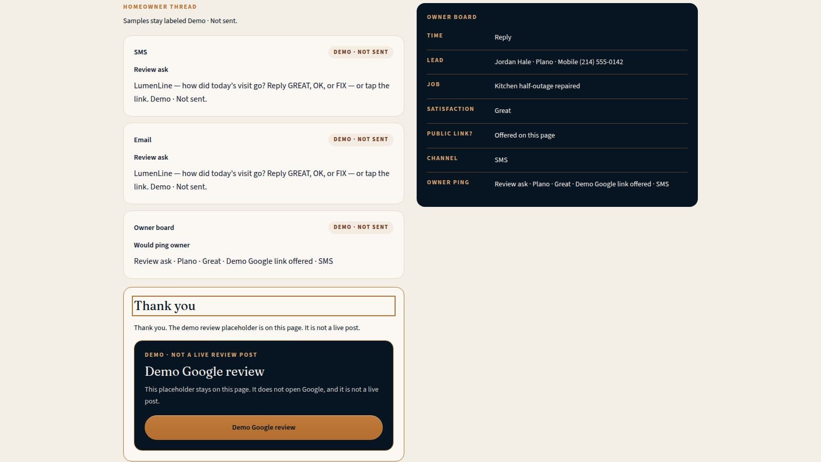 Review ask (LumenLine) live website preview