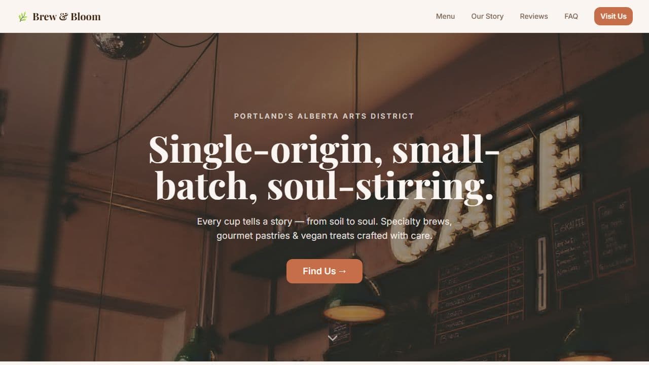 Artisan Brews website screenshot